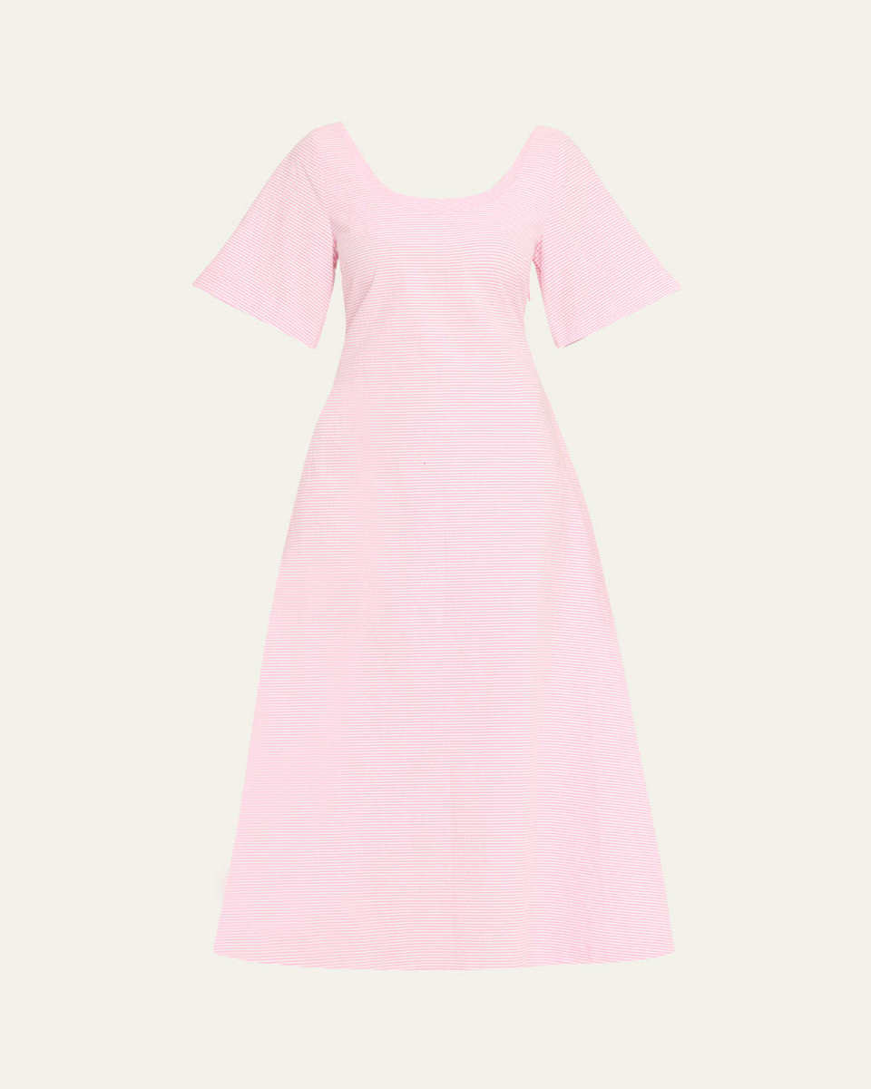 Striped Flowy Scoop-Neck Dress